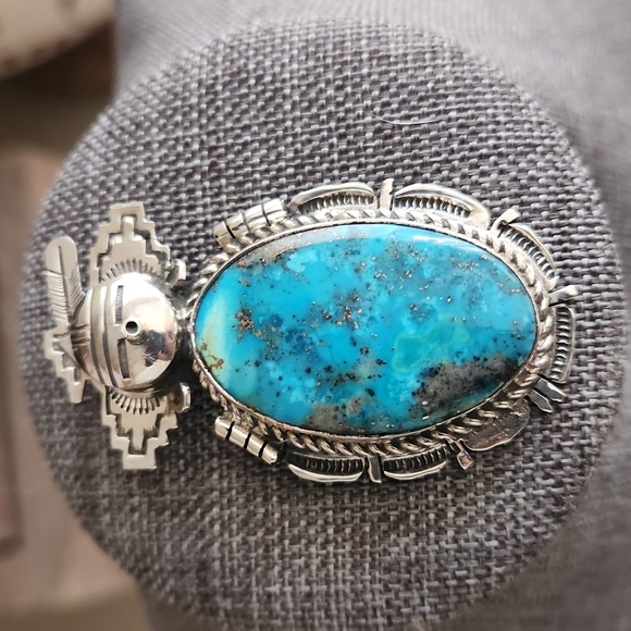Native American Navajo NWOT Kachina Turquoise Pendant by Bennie Ration 💙🎁🩶 - Picture 13 of 14